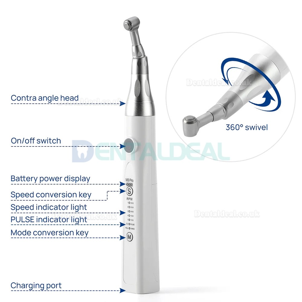M3Pro Wireless Dental Prophy Handpieces 5 Speed Settings 360°Rotating